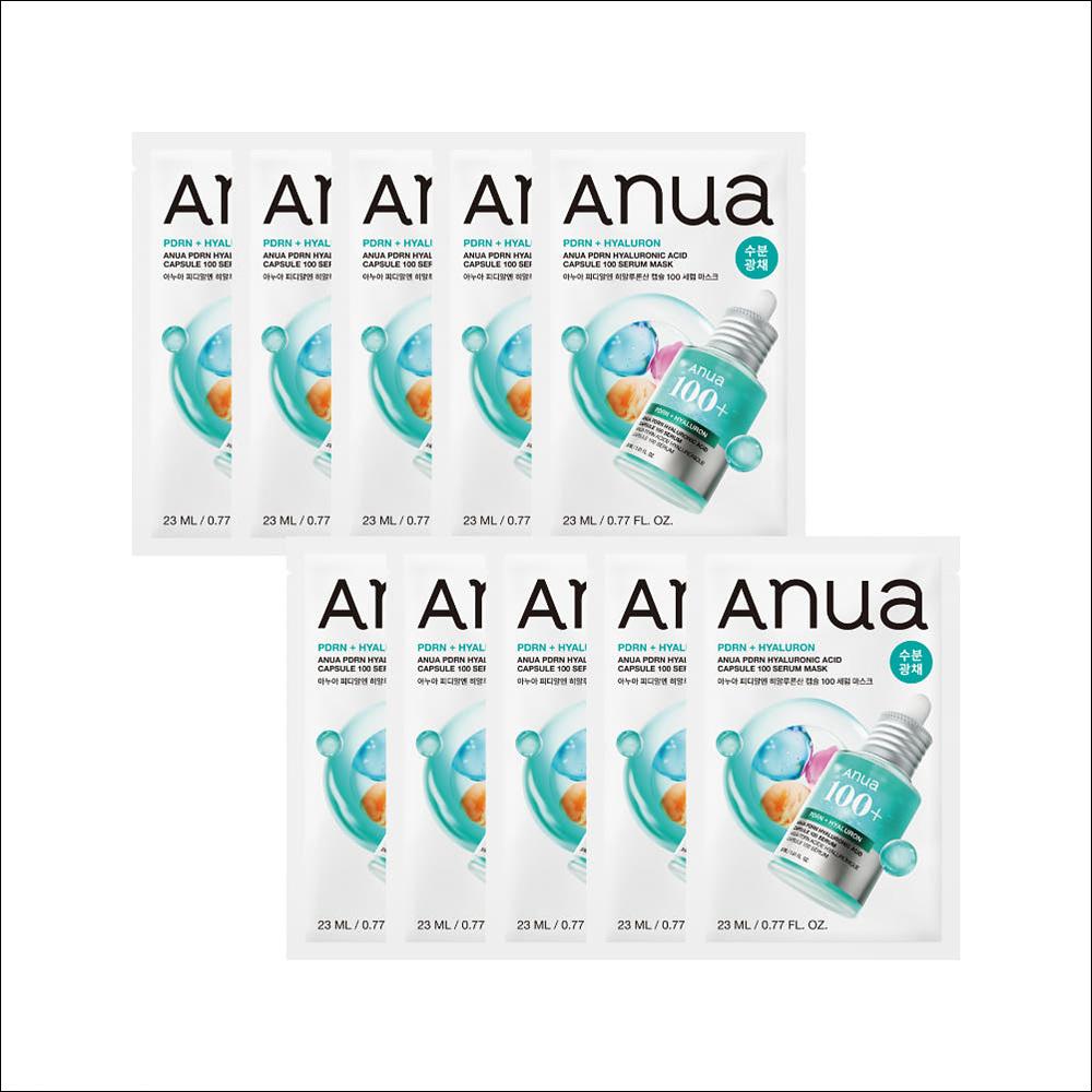 [Anua] PDRN Hyaluronic Acid Capsule 100 Serum Mask - 10 Sheets, Intensive Anti-Aging & Inner Wrinkle Care, Collagen Repair Mask, K-Beauty