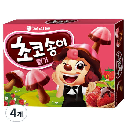 Orion Choco Songyi Strawberry (Mushroom-Shaped Strawberry Biscuits) 45g (4box/6box)