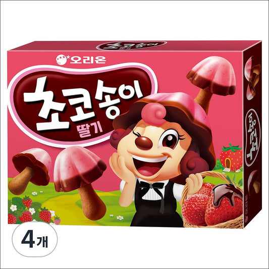 Orion Choco Songyi Strawberry (Mushroom-Shaped Strawberry Biscuits) 45g (4box/6box)