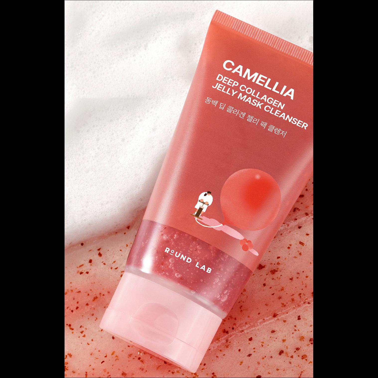 [Round Lab] Camellia Deep Collagen Jelly Mask Cleanser - Multi-Collagen & Jeju Camellia Petal Scrub for Firming & Smooth Skin, 150ml