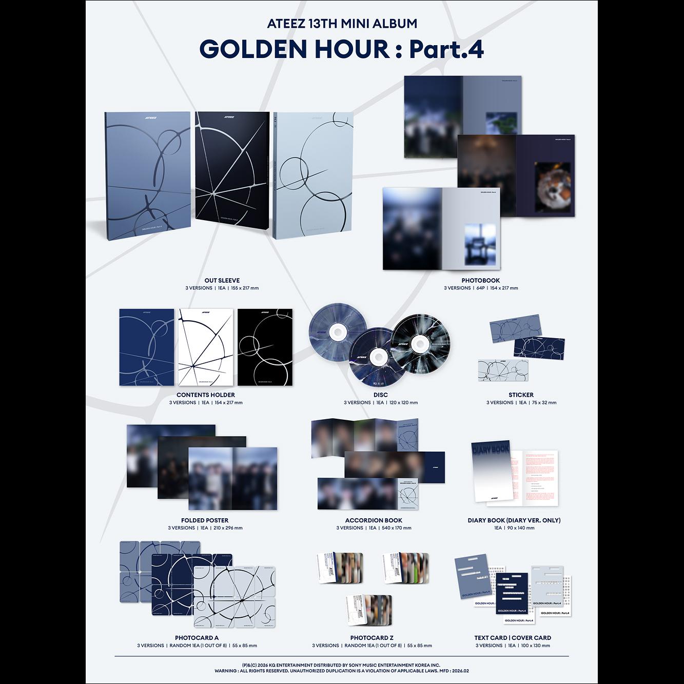 ATEEZ - GOLDEN HOUR Part.4 (A Ver / Diary Ver / Z Ver)