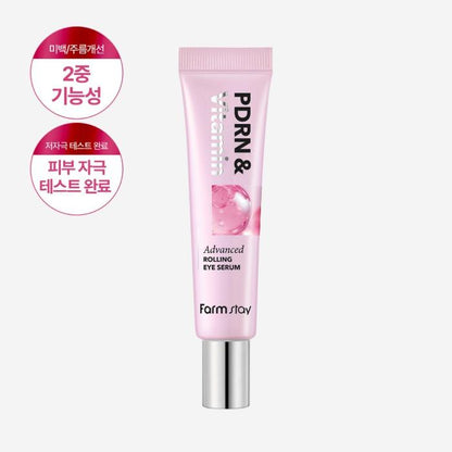 [Farmstay] PDRN & Vitamin Advanced Rolling Eye Serum (25ml) | Anti-Wrinkle Dark Circle Cooling Massager Eye Cream, K-Beauty