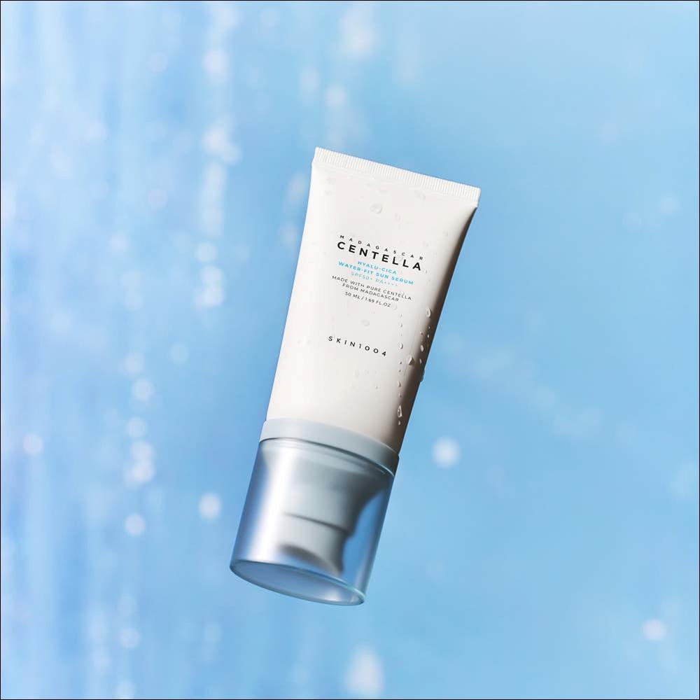 [SKIN1004] Madagascar Centella Hyalu-Cica Water-Fit Sun Serum SPF50+ PA++++ (50ml) - Ultra-Lightweight Hydrating Sunscreen, Soothing Moisture Sunblock