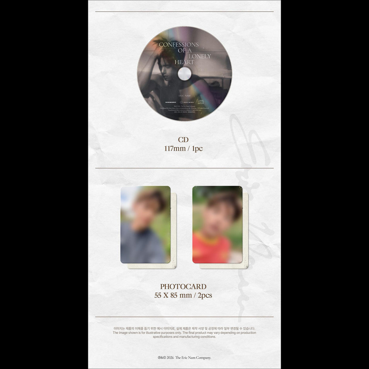 [Pre-order] Eric Nam Confessions of a Lonely Heart KPOP Album Sealed + Free Gift