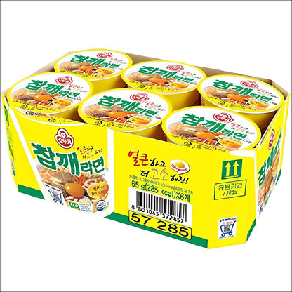 Ottogi Sesame Ramyun (Savory & Spicy Egg Block) 65g x 6 Cups