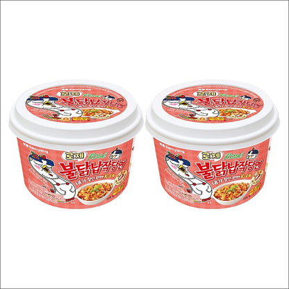 [Samyang] Buldak Rosé Glass Noodles 169.4g (2 Packs Bundle) - Wide Flat Noodles with Creamy Spicy Sauce (K-Trend Food)