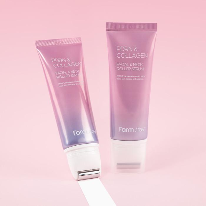 [Farmstay] PDRN & Collagen Facial & Neck Roller Serum (100ml) | Anti-Aging Lifting Massager Serum, K-Beauty