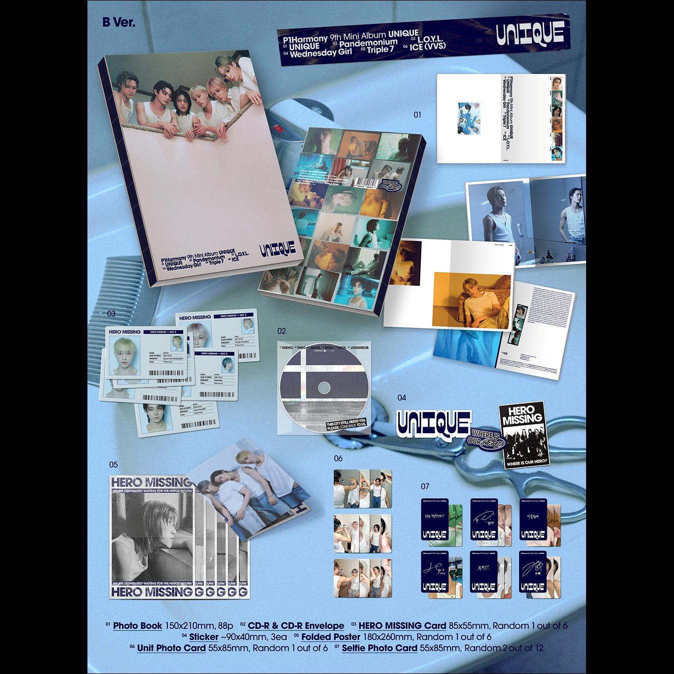P1Harmony [UNIQUE] 9th Mini Album (Photobook ver.) + Free Gift