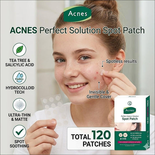 [Acnes] Perfect Solution Spot Patch 120ea - Invisible Hydrocolloid Acne Patches, Waterproof Blemish Treatment, 2 Sizes (10mm/12mm), K-Beauty