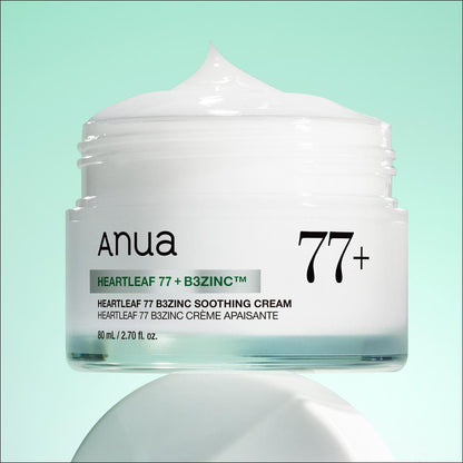 [NEW/Anua] Heartleaf 77 B3 Zinc Soothing Cream 80ml - Renewal, Niacinamide & Zinc for Sebum Control, Acne-Prone Skin Care, K-Beauty