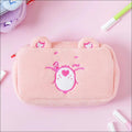 [K-Stationery] Daiso Korea Care Bears Pluch Embroidery Pencil Case - Cute Pink Bear Pouch & Organizer