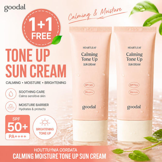 [Goodal] Houttuynia Cordata Calming Moisture Tone Up Sun Cream SPF50+ PA++++ Duo Set - 50ml x 2 (1+1 Pack) | Olive's K-beauty