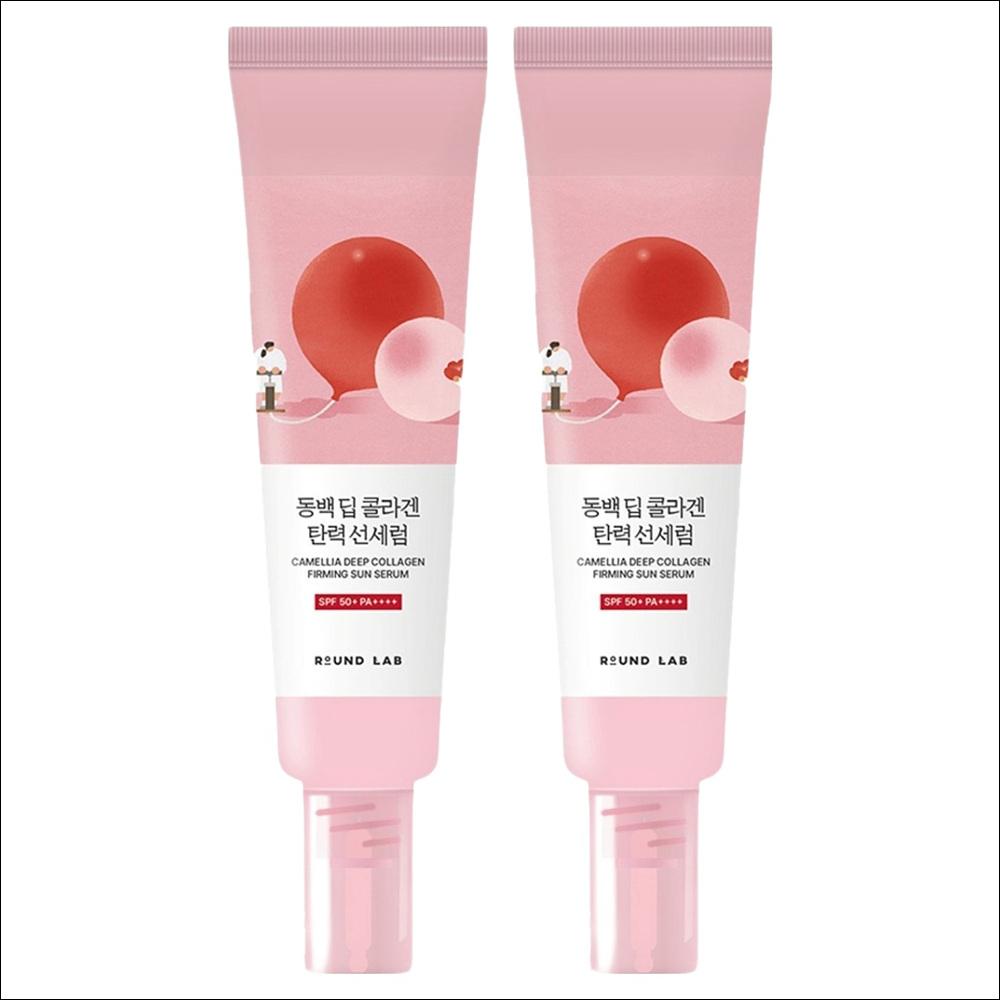 [Round Lab] Camellia Deep Collagen Sun Serum SPF50+ PA++++ (50ml) - Hydrating & Firming Sun Care, Elasticity Boost Sunblock, K-Beauty