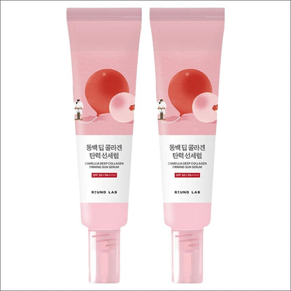 [Round Lab] Camellia Deep Collagen Sun Serum SPF50+ PA++++ (50ml) - Hydrating & Firming Sun Care, Elasticity Boost Sunblock, K-Beauty