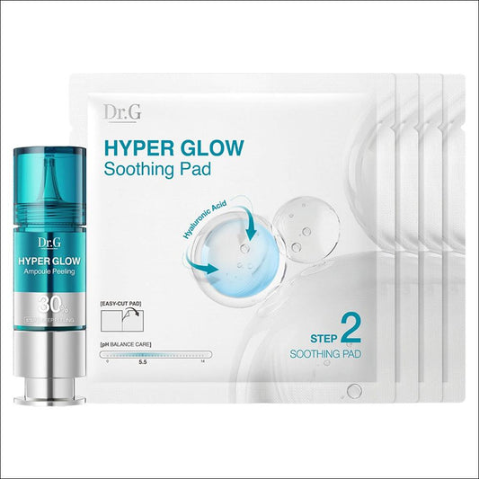 Dr.G Hyper Glow Ampoule Peeling & Soothing Pad Set (15ml Ampoule Peeling + 13g x 4p Soothing Pads – 1 Set)