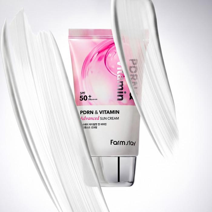 [Farmstay] PDRN & Vitamin Advanced Sun Cream (50g) | High Protection SPF50+ PA++++ Radiance Sunscreen, K-Beauty