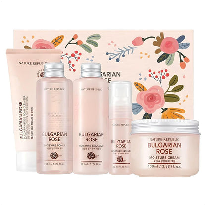 Nature Republic Bulgarian Rose Skincare Special Set (Toner 155ml + Emulsion 155ml + Essence 35ml + Cream 100ml + Foam Cleanser 120ml)
