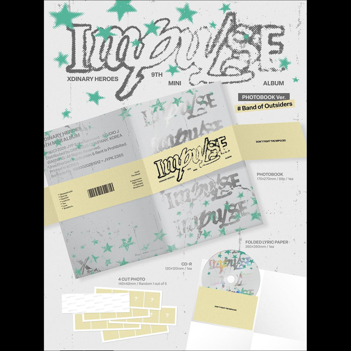 [SET/Pre-order] Xdinary Heroes [IMPULSE] (BACKSTAGE Ver. / Band of Outsiders Ver.) KPOP Sealed Album + Free Gift