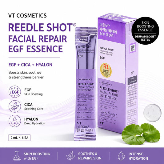 [VT] Reedle Shot Facial Repair EGF Essence (2ml x 6pcs) | Micro-Needle Radiance Lifting Serum, K-Beauty