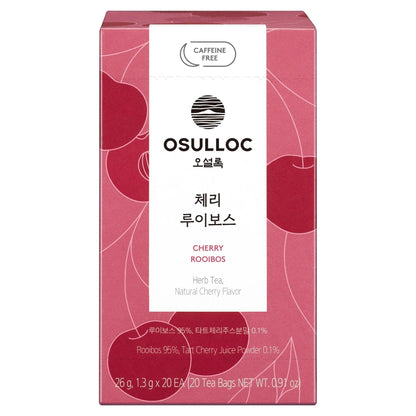 OSULLOC Cherry Rooibos Herbal Tea Bags Caffeine-Free Sweet Cherry Blended Tea 26g