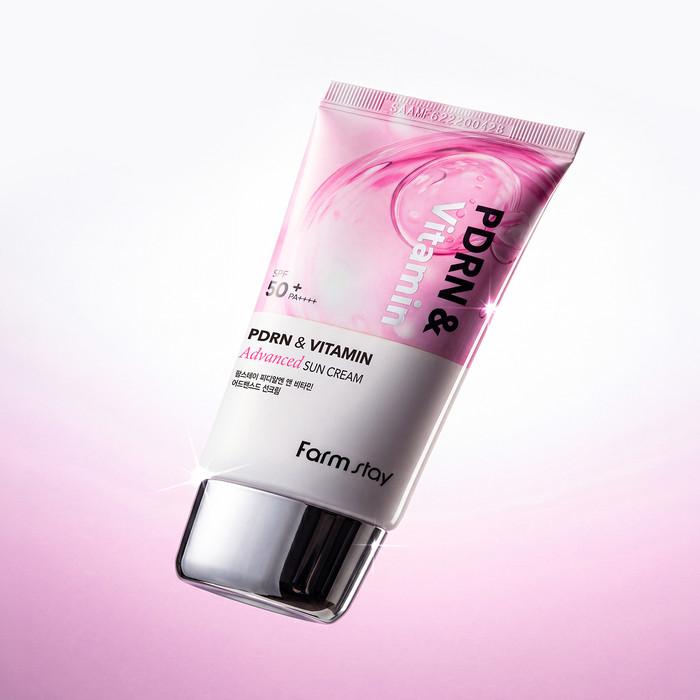 [Farmstay] PDRN & Vitamin Advanced Sun Cream (50g) | High Protection SPF50+ PA++++ Radiance Sunscreen, K-Beauty