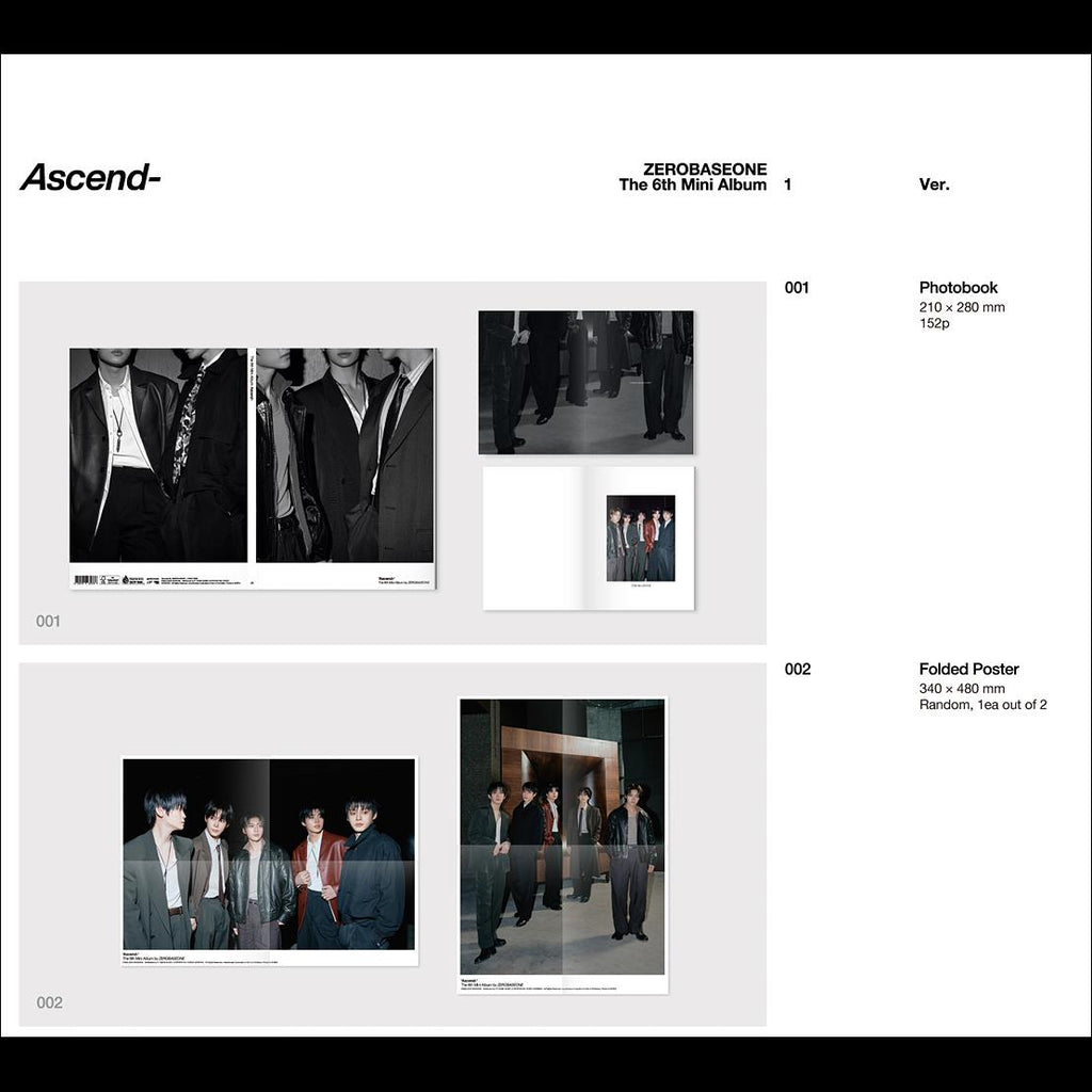 ZEROBASEONE The 6th Mini Album [Ascend-] Photobook Ver. (1 Ver. & 10 Ver.) + Free Gift