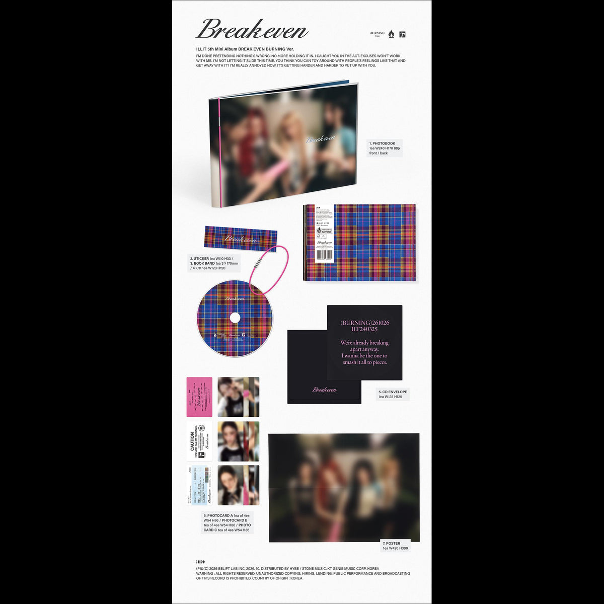 [Pre-order] ILLIT BREAK EVEN Album KPOP Sealed (BURNING Ver. / QUIET Ver. / MAD Ver.) + Free Gift