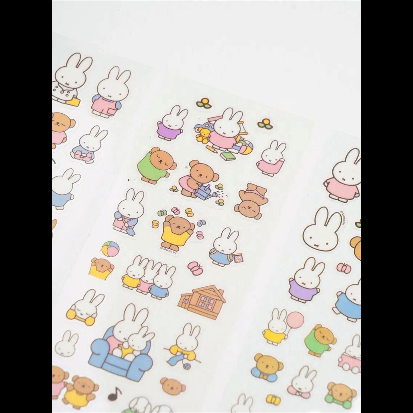 [Miffy] Daiso Korea Character Stickers 3P Set - Cute Rabbit Deco Decals for Journal & Scrapbook (Authentic)