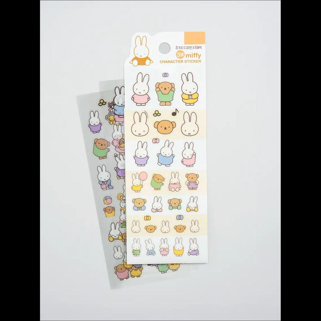 [Miffy] Daiso Korea Character Stickers 3P Set - Cute Rabbit Deco Decals for Journal & Scrapbook (Authentic)