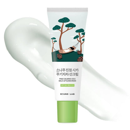[Round Lab] Pine Tree Soothing Cica Mild Up Sunscreen SPF50+ PA++++ - Non-Nano Mineral Sun Block with Pine Cica Activer 41%, 50ml | Olive's K-beauty