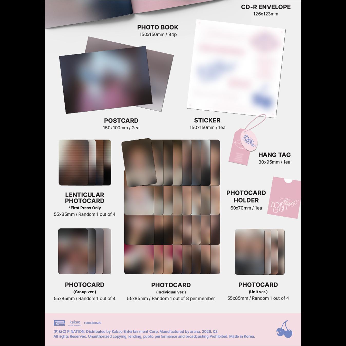 Baby DONT Cry [AFTER CRY] The 1st Mini Album (Pink ver. / Red ver.) + Free Gift