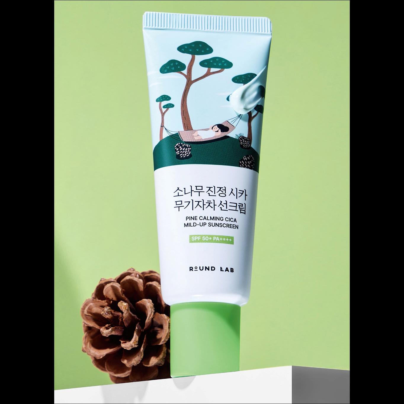 [Round Lab] Pine Tree Soothing Cica Mild Up Sunscreen SPF50+ PA++++ - Non-Nano Mineral Sun Block with Pine Cica Activer 41%, 50ml | Olive's K-beauty