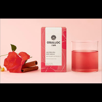 OSULLOC Sweet Hibiscus Herbal Tea Bags Caffeine-Free Sweet Fruit Mint Blended Tea 36g