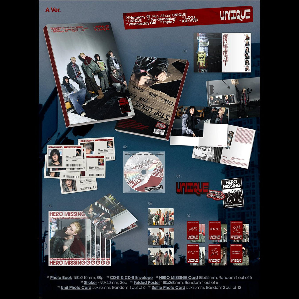 P1Harmony [UNIQUE] 9th Mini Album (Photobook ver.) + Free Gift