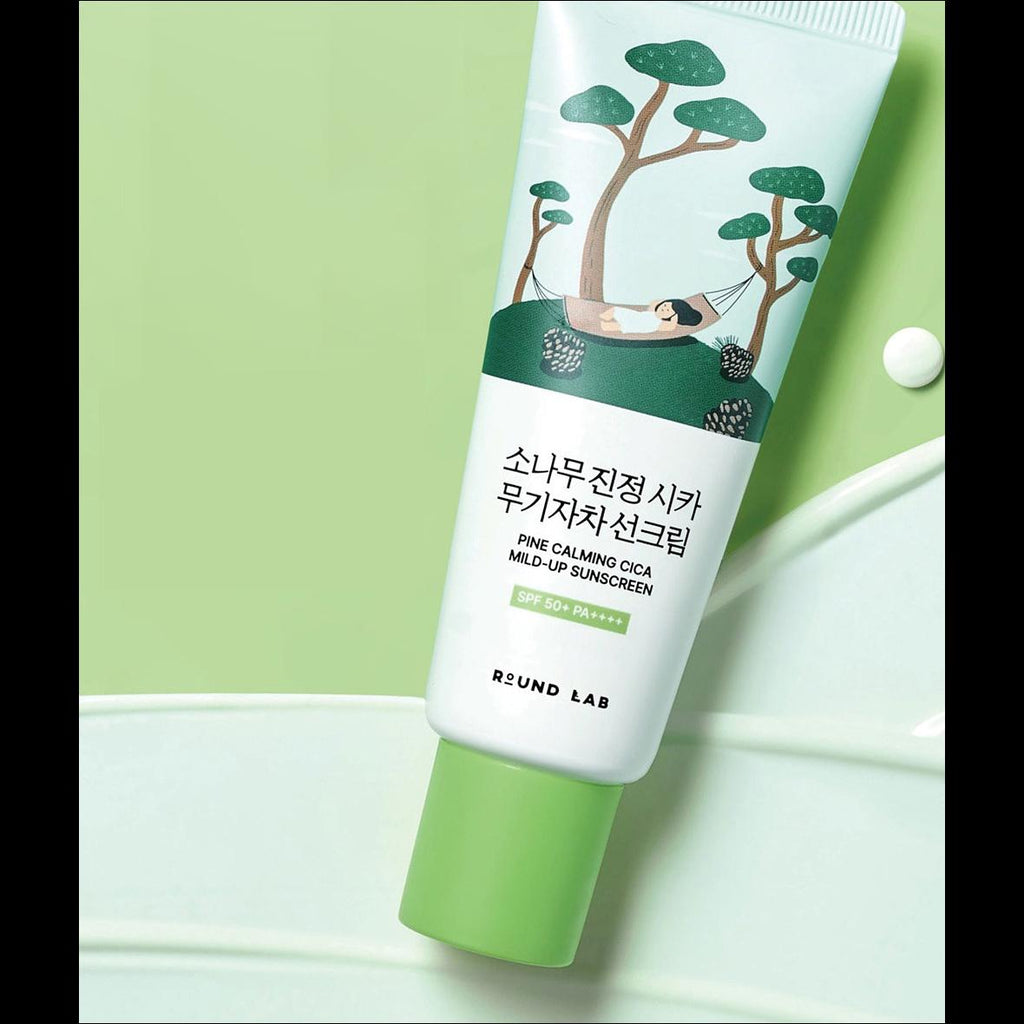 [Round Lab] Pine Tree Soothing Cica Mild Up Sunscreen SPF50+ PA++++ - Non-Nano Mineral Sun Block with Pine Cica Activer 41%, 50ml | Olive's K-beauty