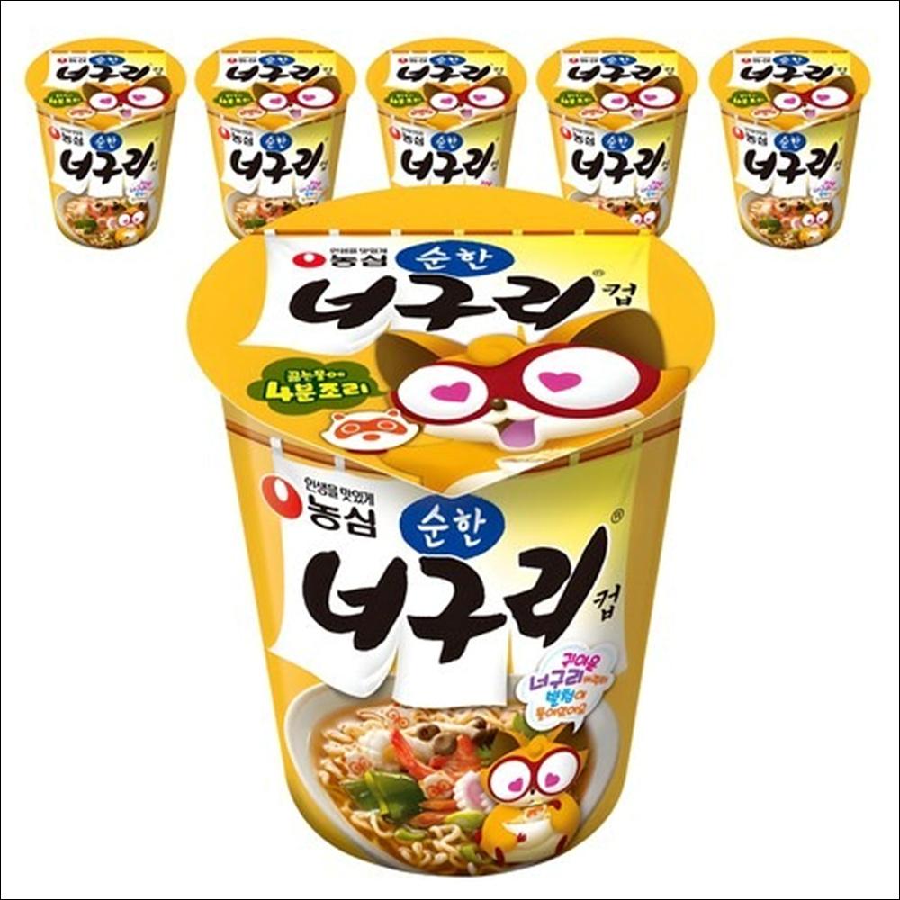 Nongshim Neoguri Cup (Mild / Mild Seafood) 63g x 6 Cups (1 Bundle)
