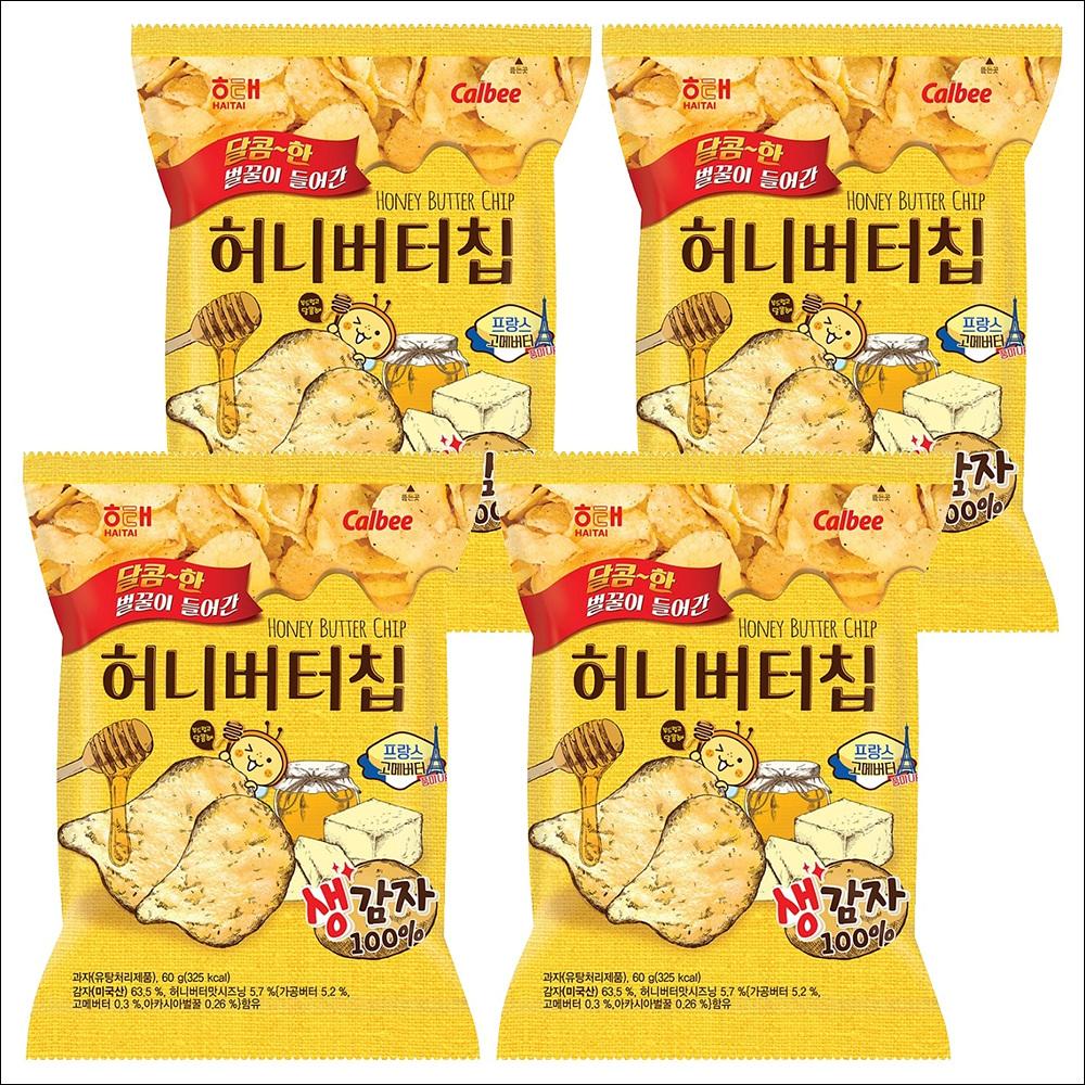 Haitai Honey Butter Chip (Sweet & Savory Potato Chips) 60g (4pack / 6pack)