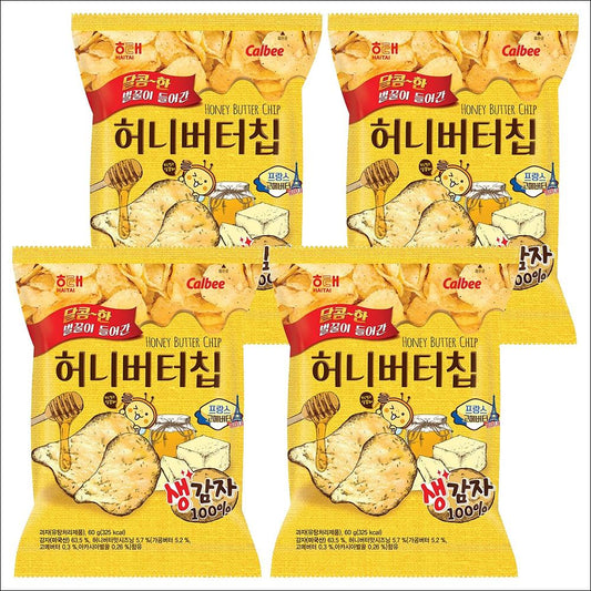 Haitai Honey Butter Chip (Sweet & Savory Potato Chips) 60g (4pack / 6pack)