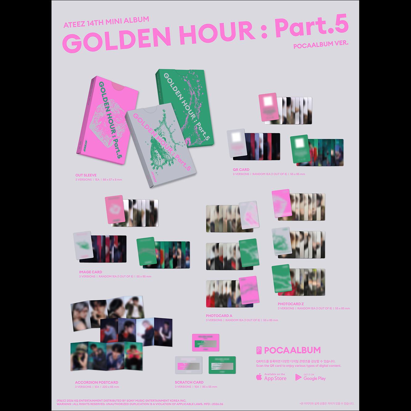 ATEEZ [GOLDEN HOUR : Part.5] POCA Album ver. 14th Mini Album + Free Gift