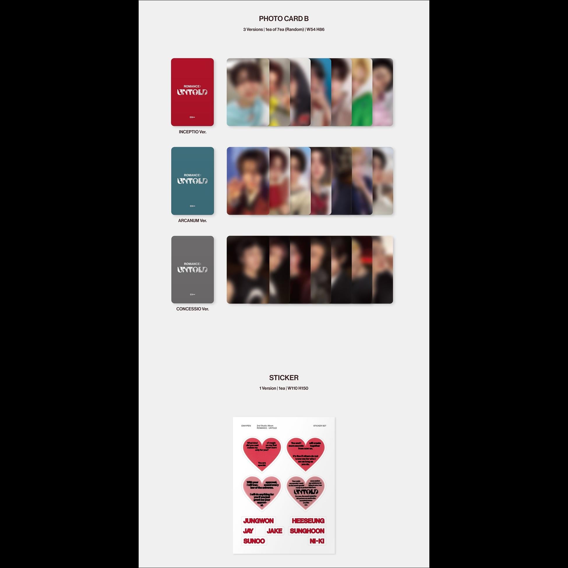 [SET] ENHYPEN - ROMANCE : UNTOLD (INCEPTIO Ver. / ARCANUM Ver. / CONCESSIO Ver.)