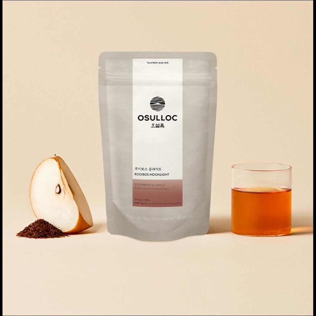 OSULLOC Rooibos Moonlight Tea Bags Caffeine-Free Sweet Pear Vanilla Blended Herbal Tea 40g