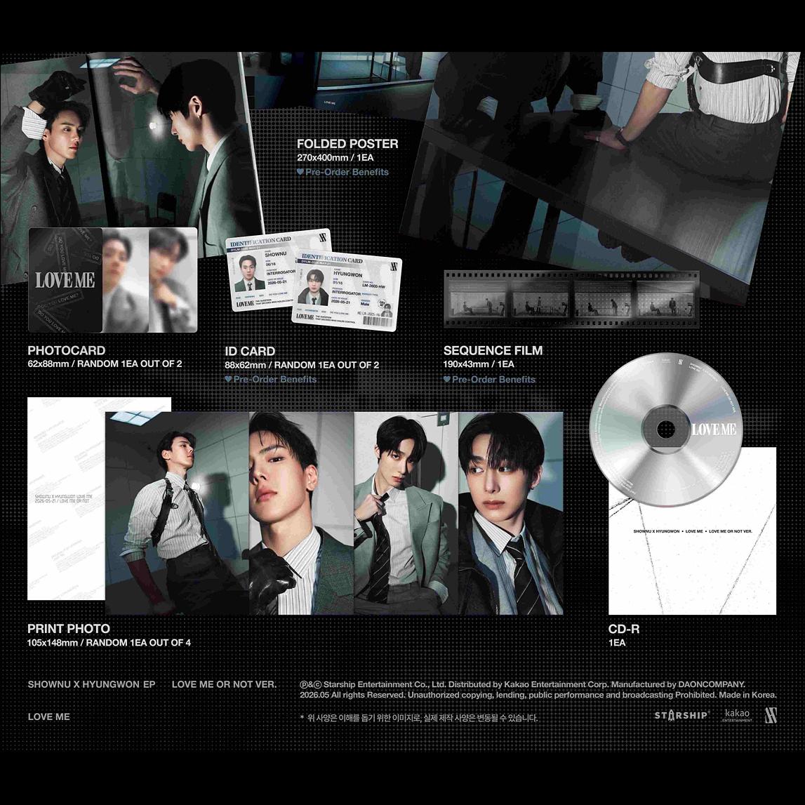 SHOWNU X HYUNGWON (MONSTA X) [LOVE ME] LOVE ME OR NOT Ver. EP Album + Free Gift