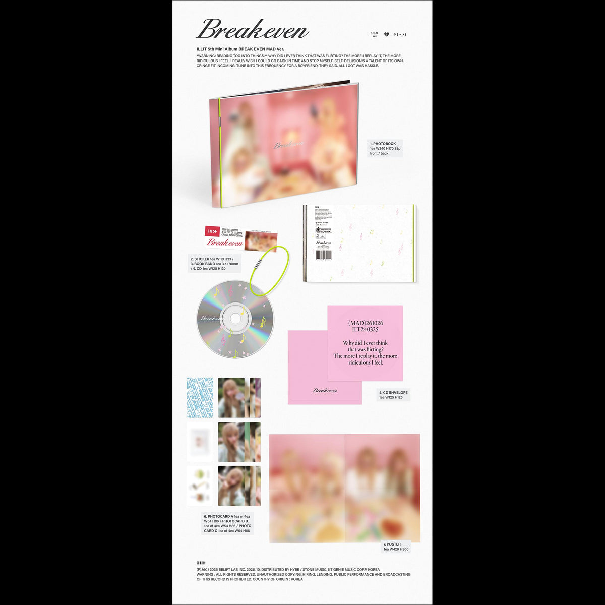 [Pre-order] ILLIT BREAK EVEN Album KPOP Sealed (BURNING Ver. / QUIET Ver. / MAD Ver.) + Free Gift