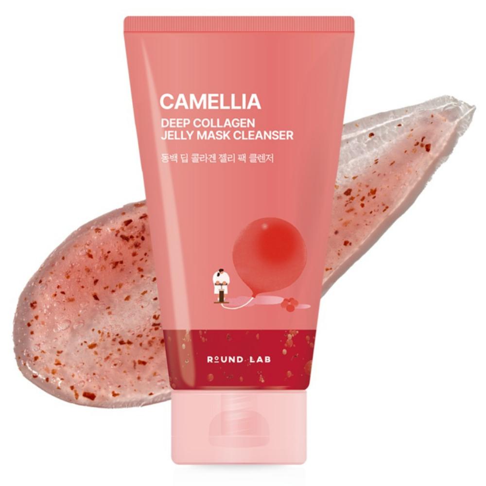 [Round Lab] Camellia Deep Collagen Jelly Mask Cleanser - Multi-Collagen & Jeju Camellia Petal Scrub for Firming & Smooth Skin, 150ml