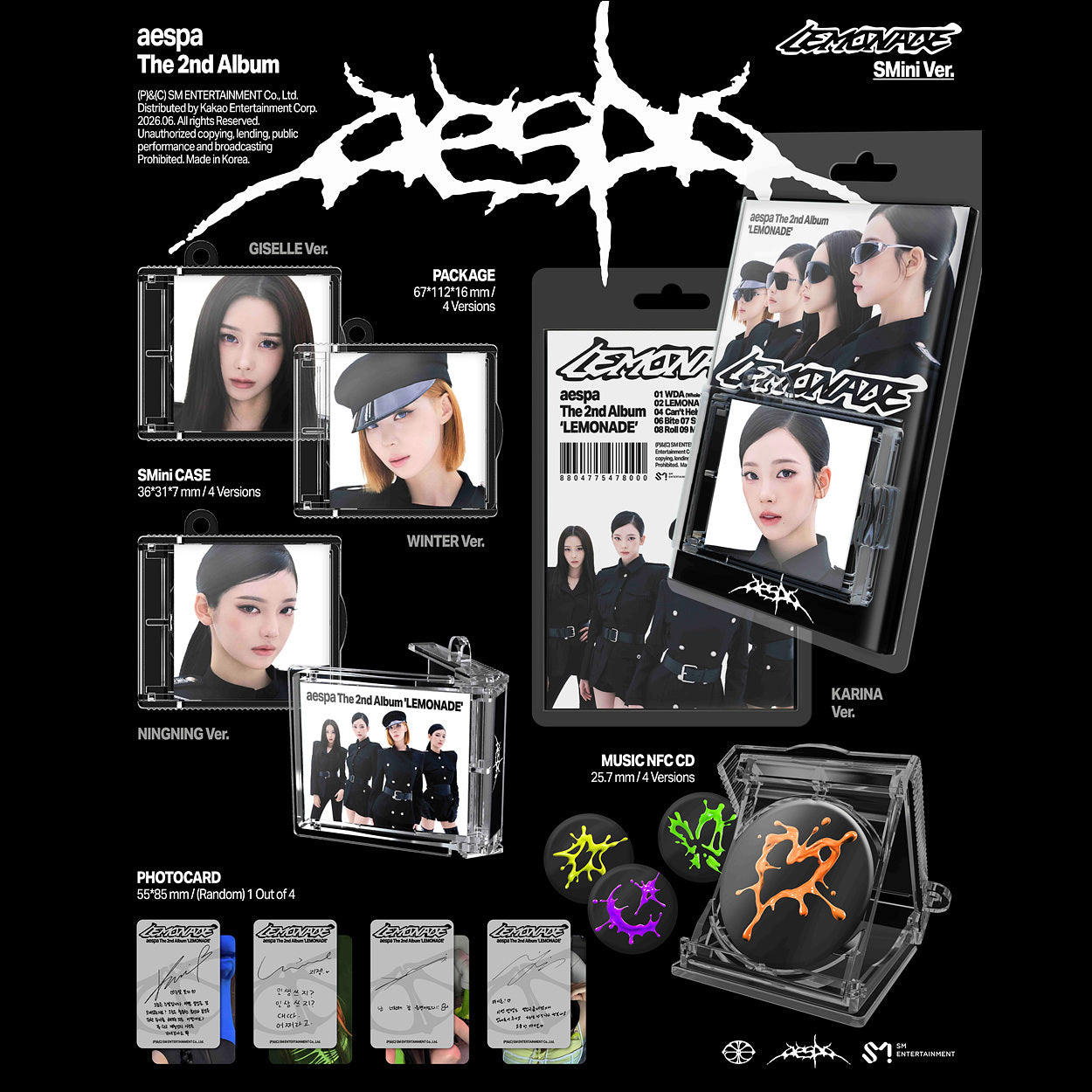 aespa [LEMONADE] SMini Ver. (Smart Album) + Free Gift + Free Gift