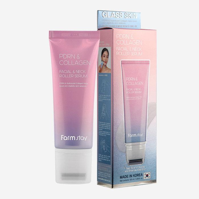 [Farmstay] PDRN & Collagen Facial & Neck Roller Serum (100ml) | Anti-Aging Lifting Massager Serum, K-Beauty