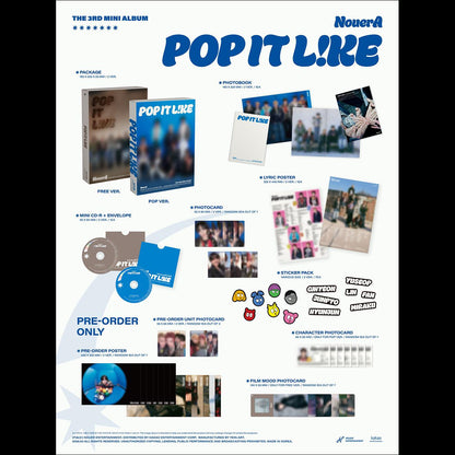 NouerA [POP IT LIKE] 3rd Mini Album (POP VER. / FREE VER.) + Free Gift
