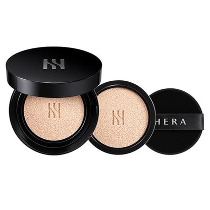 [HERA] Black Cushion Foundation Duo Set (15g + Refill 15g) | Matte Long-Wear High Coverage Skin Fit Cushion, K-Beauty