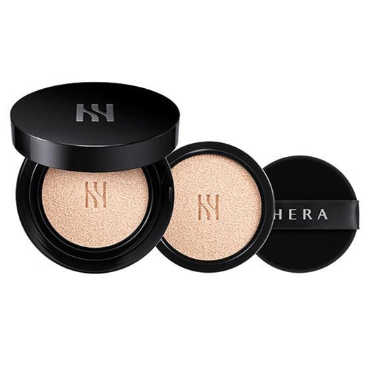 [HERA] Black Cushion Foundation Duo Set (15g + Refill 15g) | Matte Long-Wear High Coverage Skin Fit Cushion, K-Beauty